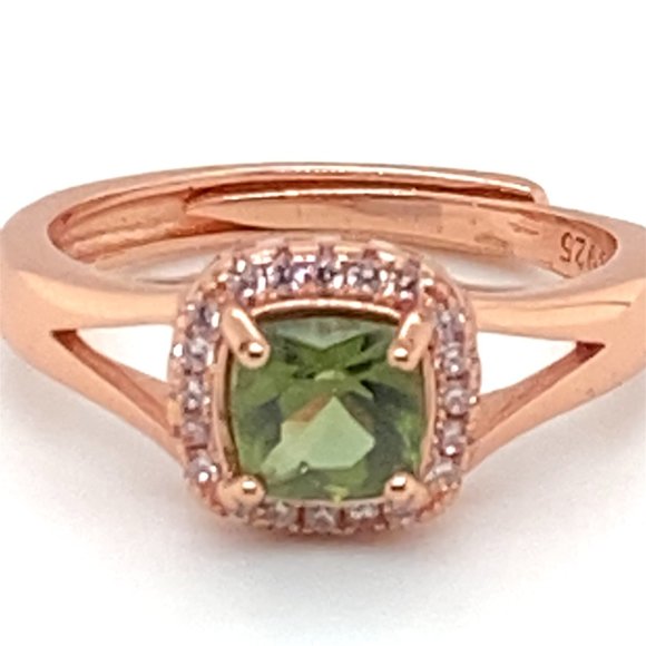 Diopside .80ct Rose Gold Finish Solid 925 Sterling Silver Ring - Picture 7 of 7